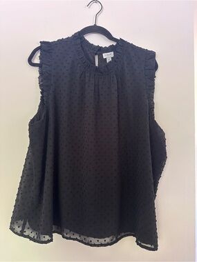 J. Crew Black Swiss Dot Ruffle Top